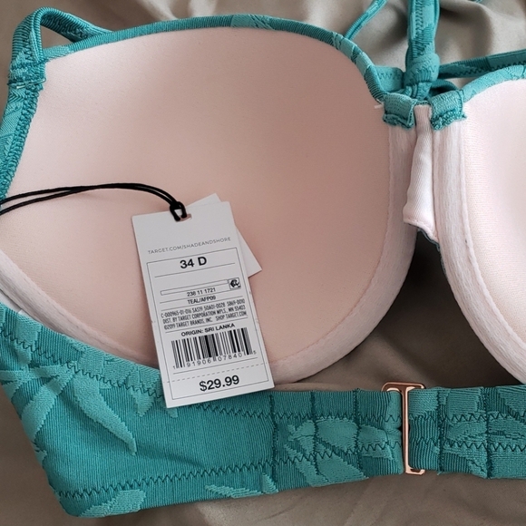 Shade & Shore Leaf Jacquard Underwire Bikini Top Size 34D # - Picture 7 of 7